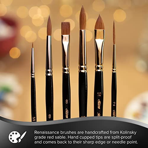 Silver Brush Limited 7100S6 Renaissance Pure Red Sable Short Handle Premium Quality Brush Round Size 6