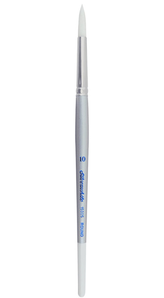 Silver Brush Limited 1500S10 Silverwhite Round Brush Watercolor Acrylics Gouache Or Oil Brush Short Handle Size 10