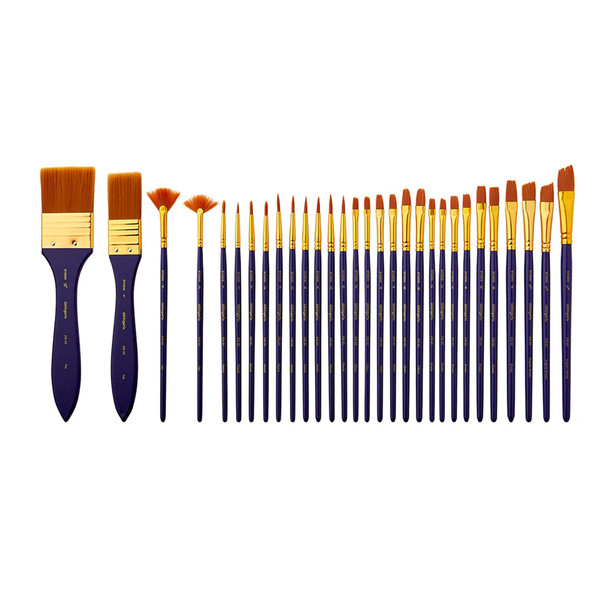 Kingart 30Piece Paint Brushes Acrylic Painting Brush Set Watercolor Brushes Acrylic Brushes For Oil Watercolor Nail Miniature Detailing And Rock Painting