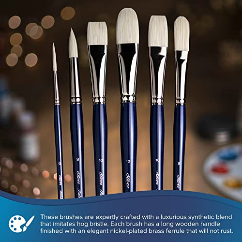 Silver Brush Limited Bristlon Script Liner Long Handle Brush Synthetic Bristle Cobalt Blue Size 2