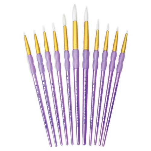 Royal and Langnickel And Langnickel CrafterS Choice Round Taklon Variety Brush Set White Pack Of 11