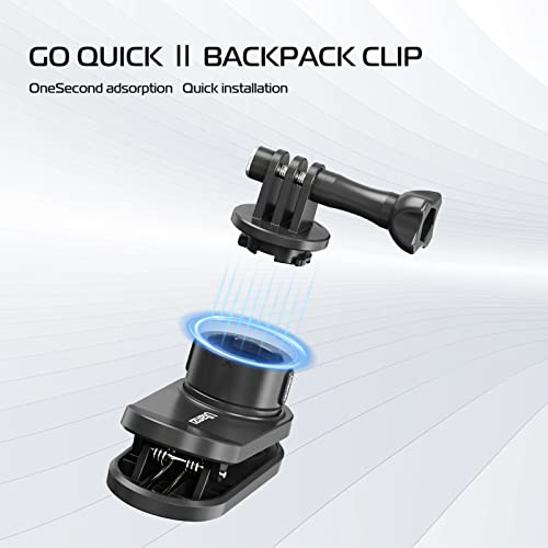 Ulanzi Backpack Mount For Action Camera Go Quick Ii Magnetic Suction Clip Clamp Mount Quick Release Shoulder Strap Holder Universal Accessories For Max Hero 13 12 11 10 9 8 7 6 5 Black Dji Action
