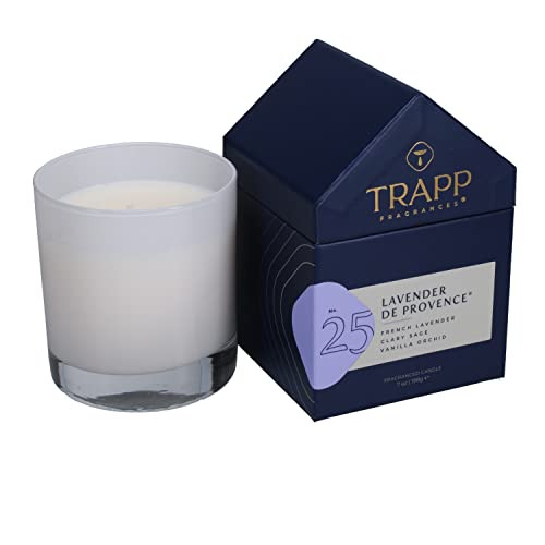 Trapp No 25 Lavender De Provence 7 Oz House Box Candle Aromatic Home Fragrance With Floral Scent Of French Lavender Clary Sage and Vanilla Orchid Notes Petrolatum Wax