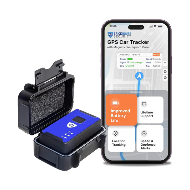 Brickhouse Security Gps Car Tracker Tracker For Vehicles Long Lasting Battery 140Day Lte Gps Tracking Device For Vehicles With Magnetic Case and Extended Battery Subscription Required