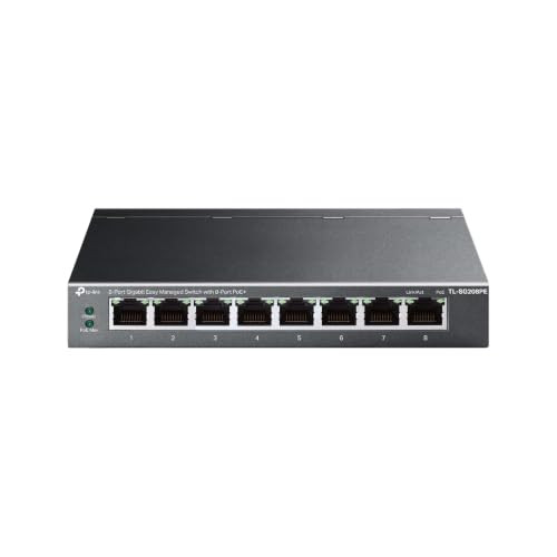 TpLink 8 Port Gigabit Easy Managed Poe Switch 65W Budget Poe+ Compliant Up To 250M Poe Distance Auto Recovery Vlan Auto Loop Prevention Fanless Managed By Omada TlSg208Pe