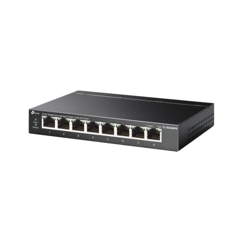TpLink 8 Port Gigabit Easy Managed Poe Switch 65W Budget Poe+ Compliant Up To 250M Poe Distance Auto Recovery Vlan Auto Loop Prevention Fanless Managed By Omada TlSg208Pe