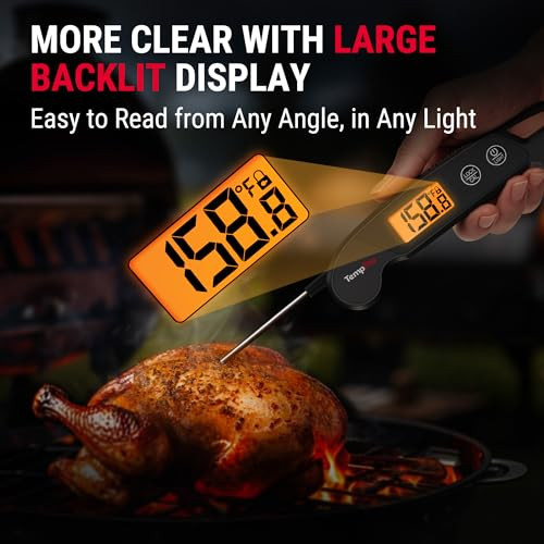 Temppro 1 Sec Digital Meat Thermometer For Cooking Instant Read Thermometer With Backlight Calibration Ipx6 Waterproof Kitchen Food Thermometer For Smoker Grill Candy Previously Thermopro
