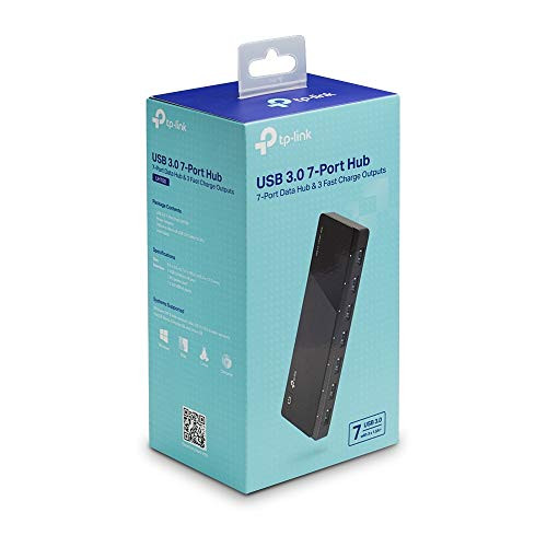 TpLink 2Nd Gen TpLink 7Port Usb 30 Ultra Slim Hub Including 3 Bc 12 Charging Ports Up To 5V / 15A Compatible With Windows Mac Chrome and Linux Os With Power On/Off Button Uh700