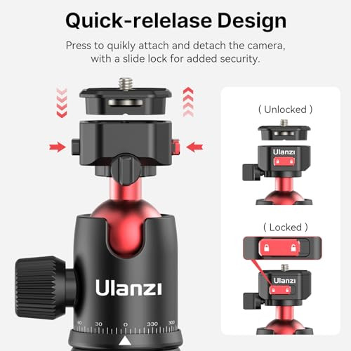 Ulanzi Tt31 724 Claw Quick Release Aluminum Camera Tripod and Monopod Panorama 360 Ball Head Detachable W 180 Revertible Legs Up Load 882Lb For Sony/Canon/Nikon/Fujifilm And More