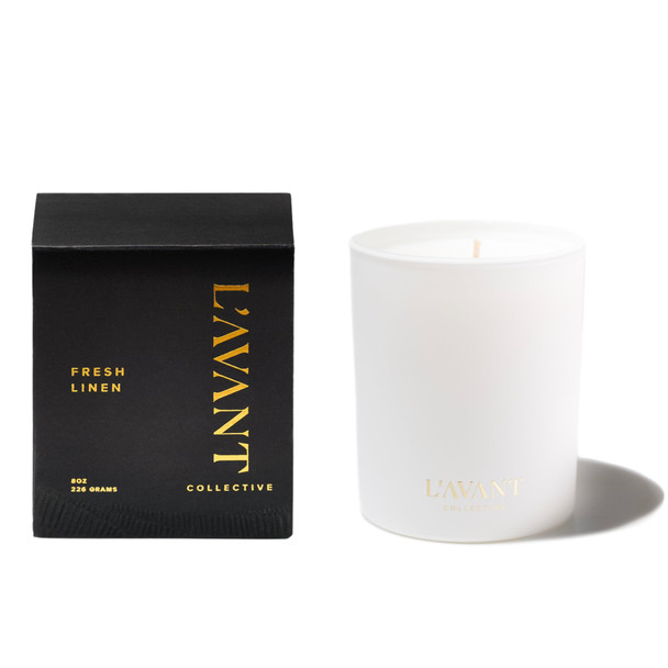 LAvant Collective Luxury Scented Candle CleanBurning Soy and Coconut Wax NonToxic 40 Hour Burn Time Home Decor Candle In Minimal White Jar Ready 8 Oz Fresh Linen