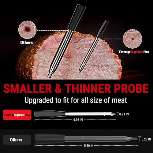 Temppro Thermopro 600Ft Meat Thermometer With Upgraded UltraThin Probe Bluetooth Meat Thermometer For Outside Grill Smoker Thermometer For Bbq Oven Rotisserie Sous Vide Tp970