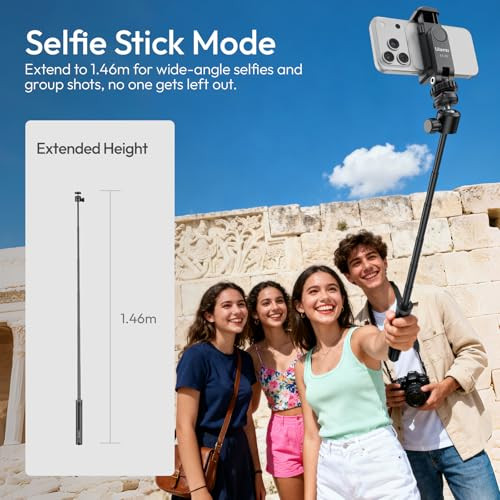 Ulanzi Tt24 Cka QuickRelease Selfie Stick Tripod With OneTouch Opening 59 Extension Pole Adjustable Handle Grip With Ball Head Compatible For Cameras Insta360/Gopro/Dji Action Camera Phones