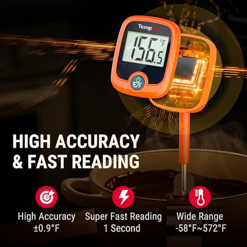 Temppro Tp509 Candy Thermometer With Pot Clip 10 Long Probe Instant Read Meat Food Thermometer With Lcd Cooking Oil Deep Frying Thermometer For Brewing Fathers Day Previously Thermopro