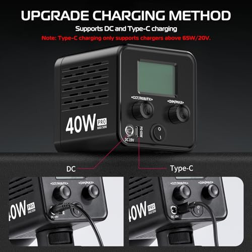 Ulanzi 40W Pro Portable Led Video Light With Dc Power Adapter 3400Mah BuildIn Battery Metal Mini Dual Color Temperature Cob Continuous Output Lighting Handheld Spotlight 2500K6500K For Video