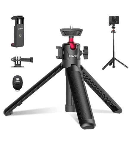 Ulanzi Select Mt16 2In1 Mini Tripod Selfie Stick For Iphone Camera Mount 360 Ball Head and Cold Shoe Lightweight Tripod Stand For Iphone 1712 Series/Dji Osmo/Insta360 Action Cam Vlogging Travel Dslr