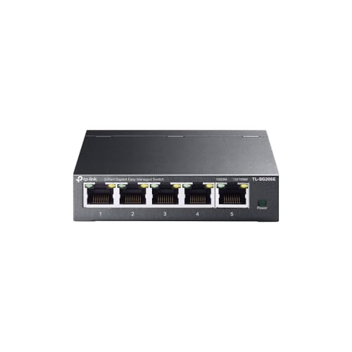 TpLink 5 Port Gigabit Easy Managed Switch Vlan Auto Loop Prevention Igmp Snooping Fanless Managed By Omada Durable Metal W/ Shielded PortsTlSg205E