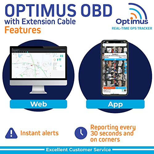 Optimus PlugIn Gps Tracker For Cars Easy Installation Harsh Driving Alerts Reporting History And More Extension Cable Included