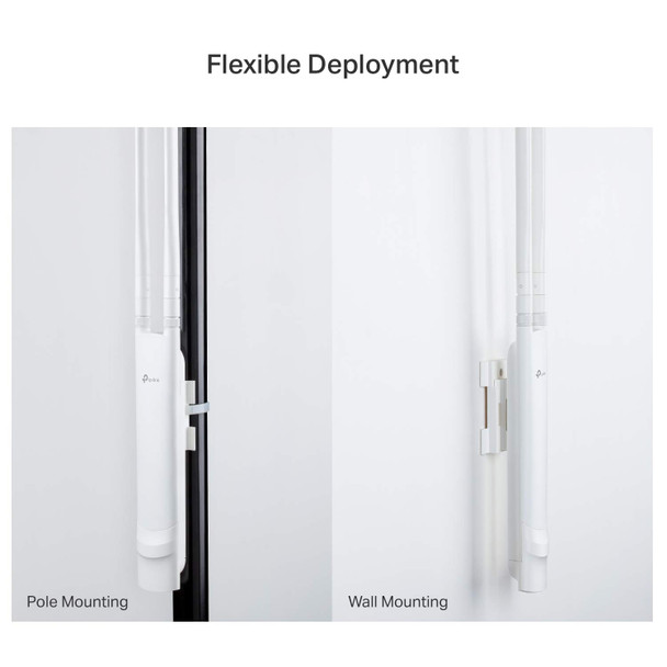 TpLink Eap110Outdoor V3 Omada N300 Outdoor Access Point Wifi Coverage Up To 200 Meters Passive Poe W/ Poe Injector Sdn Integrated Cloud Access and Omada App White