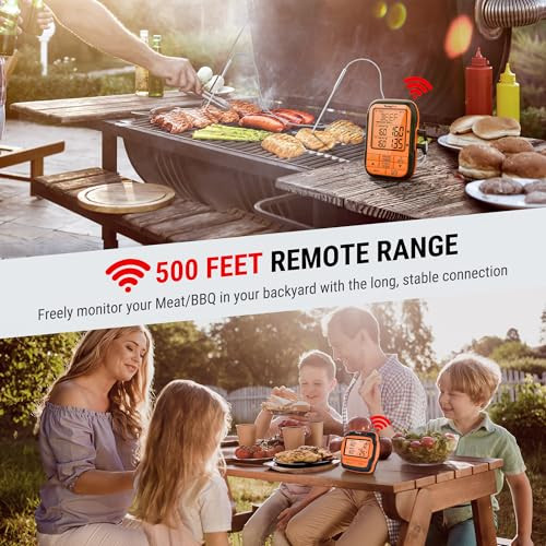 Temppro 500Ft Meat Thermometer For Grilling And With 2 Probes Smoker Bbq Kitchen Food Digital Thermometer For Meat Turkey Cooking For Dad Him Husband Previously Thermopro