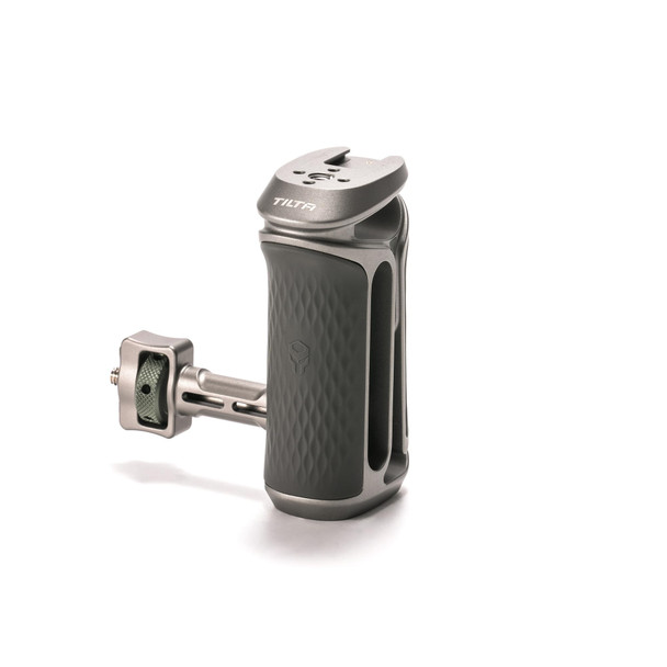 Tilta Xeno Side Handle For Filmmakers and Cameras Titanium Gray Secure Connection and Helps Prevent Rotation Adjustable Height Textured Silicone Grip Easy Assembly 1/4 20 W/Locating Pins