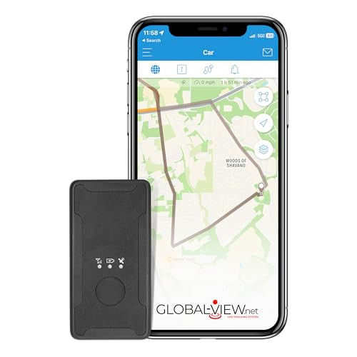 GlobalViewNet Global View Mini Magnetic Gps Tracker For Vehicles Subscription Required Magnetic Backing RealTime Gps Tracking 24Day Battery Life Fleet Tracking Software Geofence and Speed Alerts