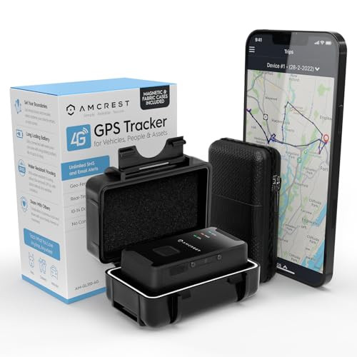 Amcrest Gps Gl300 Gps Tracker For Vehicles 4G Lte Portable Mini RealTime Gps Tracking Device For Vehicles Cars Kids Pets Assets Text/Email/Push Alerts Twin Magnet Weatherproof Case