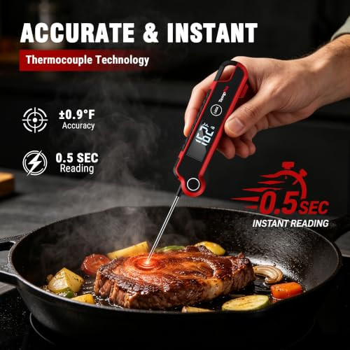 Temppro Tp620 05 Sec Thermocouple Meat Thermometer Digtial Instant Read Cooking Thermometer With AutoRotating Backlit Lcd Ip65 Waterproof Grill Bbq Kitchen Candy Deep Fry Previously Thermopro