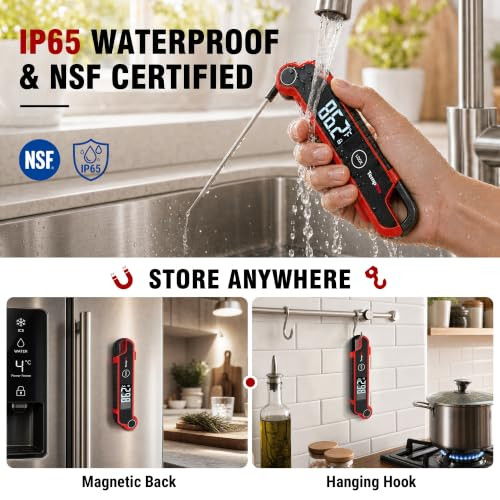 Temppro Tp620 05 Sec Thermocouple Meat Thermometer Digtial Instant Read Cooking Thermometer With AutoRotating Backlit Lcd Ip65 Waterproof Grill Bbq Kitchen Candy Deep Fry Previously Thermopro