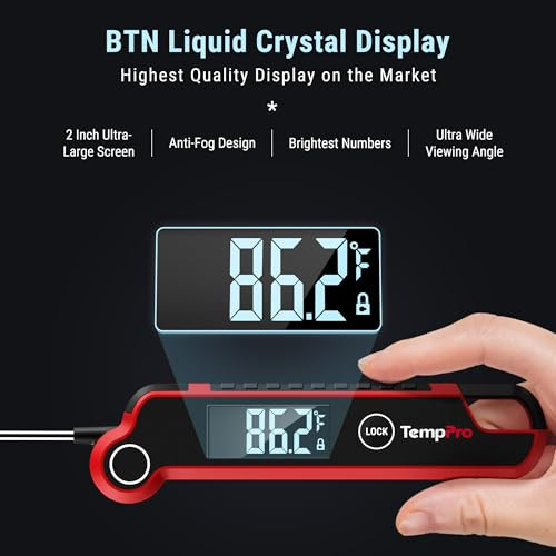 Temppro Tp620 Instant Read Meat Thermometer Digital Cooking Thermometer With Large AutoRotating Lcd Display Waterproof Food Thermometer Digital For Kitchen Bbq Or Grill Previously Thermopro