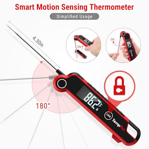 Temppro Tp620 Instant Read Meat Thermometer Digital Cooking Thermometer With Large AutoRotating Lcd Display Waterproof Food Thermometer Digital For Kitchen Bbq Or Grill Previously Thermopro
