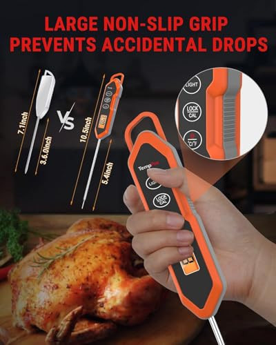 Temppro Tp15H Waterproof Instant Read Meat Thermometer For Cooking Digital Food Thermometer With Backlight and Calibration Cooking Thermometer For Bbq Previously Thermopro