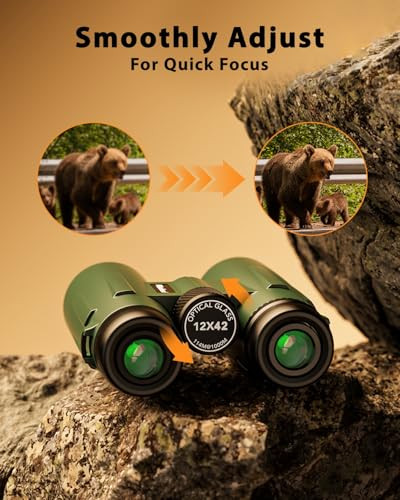 Usogood Professional 12X42 Hd Binoculars High Powered Large View With Clear Low Light Vision Adults Binoculars For Bird Watching Hunting Hiking Travel Cruise At66V3 Green