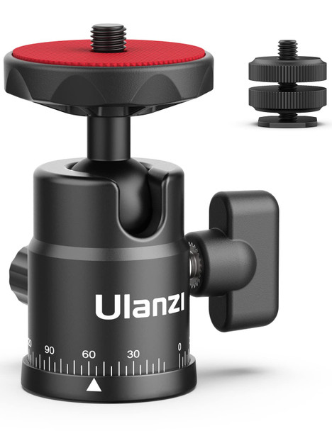 Ulanzi Select Mini Ball Head Ulanzi H28 Panoramic Tripod Head + Dual Hot Shoe Mount Dslr Camera Mount Adapter Photograph Attachment Accessories For Action Cameras Cam Smartphone Light Microphone Loading 55Lb