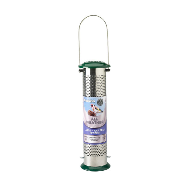 Peckish 60053033 All Weather Sunflower Heart Metal Bird Feeder Large Blue Black