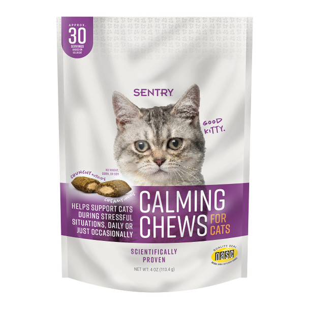 Sentry Calming Chews For Cats Calming Aid Helps To Manage Stress With Pheromones That May Help Curb Destructive Behavior Calming Health Supplement For Cats 4 Oz