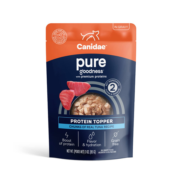 Canidae Pure Protein Topper Wet Dog Food Easy Protein Addition and Daily Nutrition Boost Grain Limited Ingredient Formula 3 Oz Real Chunks Of Tuna In Gravy Case Of 12