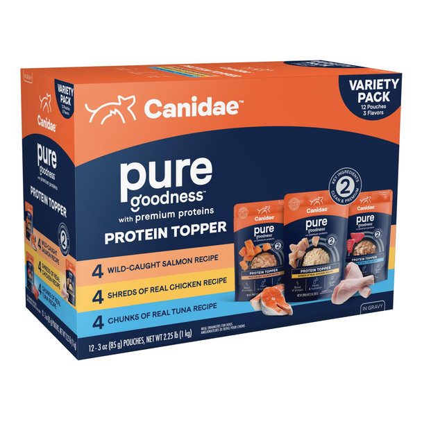 Canidae Pure Protein Topper Wet Dog Food Easy Protein Addition and Daily Nutrition Boost Grain Limited Ingredient Formula 3 Oz Real Chunks Of Tuna In Gravy Case Of 12