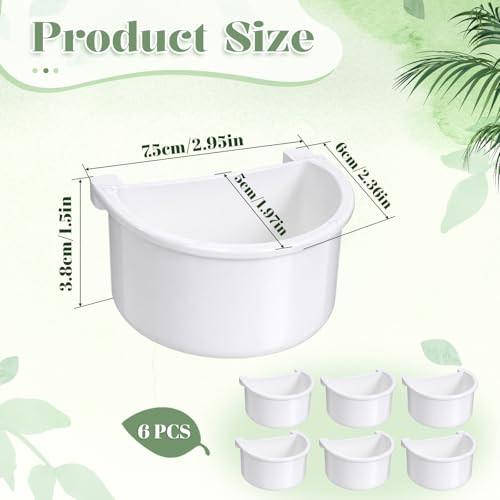 Qfwdfctrenz 6 Pcs Plastic Bird Food Feeder Bird Cage Feeder Hanging Feeding Bowl Seed Container White Food Dishes Bowl Birds Cage Accessories For Small Parakeet Pigeons Conures