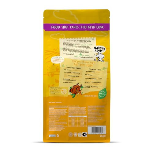 Barking Heads Complete Dry Dog Food 2Kg Adult All Hounder Fat Dog Slim Chicken Natural Low Fat Weight Management For Overweight Dogs Vet Approved Made With Natural Ingredients 30% Less Fat Rich In SlowRelease Carbs No Nasties Or Fillers