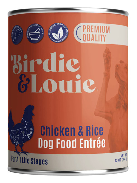 Birdie and Louie Wet Dog Food Real Chicken And Turkey 12Pack 13 Oz Cans