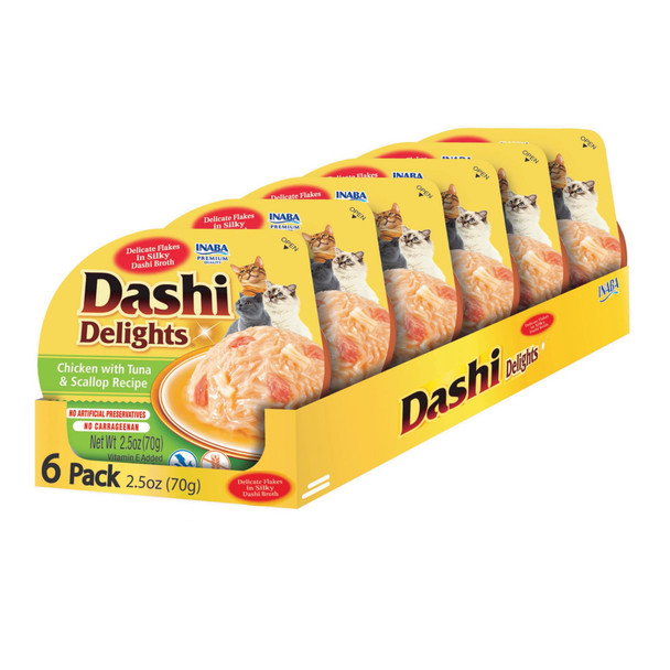 Inaba Dashi Delights For Cats Shredded Chicken Side Dish With Bonito Flake Broth Cat Food Complement With Taurine and Green Tea Extract 25 Ounce Cup 6 Cups Total Chicken With Cheese Recipe