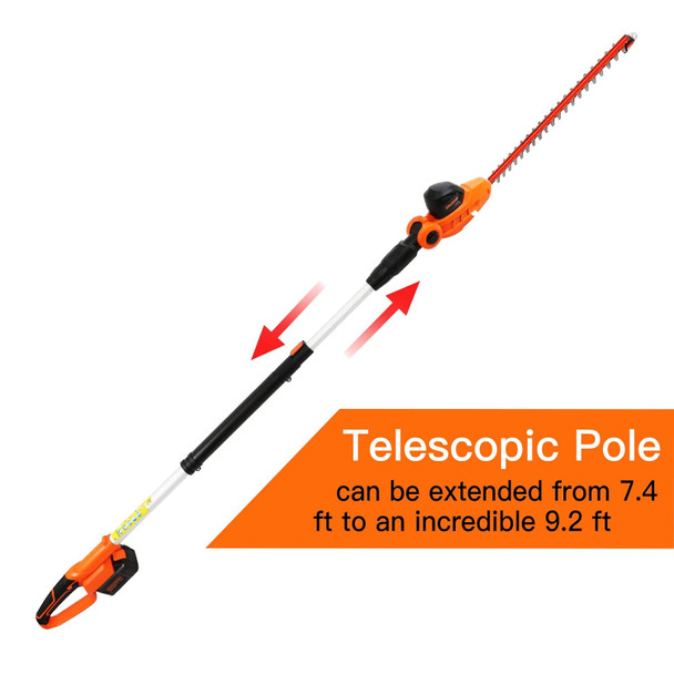 GARCARE Electric Corded Hedge Trimmer with Extension Pole 20 Inch Dual-Action Laser Blade Bush Trimmer 600W, 4.8Amp Garden Trimmers