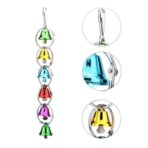 Yitaocity 3Pcs Bird Bells Toy Chewing Hanging Ring Toy Cage Bite Colorful Bells Chandelier Parrot Cage Craft Toys For Pet Budgie Parakeet Cockatiel Macaw African Grey Lovebird Quaker Parrot