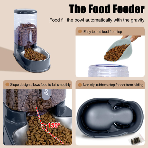 Hipidog Stainless Steel Automatic Pet Feeder For SmallandMedium Pets Automatic Food Feeder And Waterer Stainless Steel Bowls Set 38 L Travel Supply Feeder And Water Dispenser For Dogs Cats Pets Animals