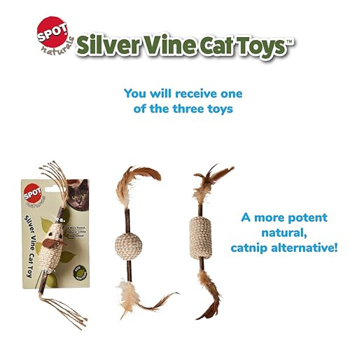 Spot Naturals Silver Vine Cat Toy Natural Interactive Enrichment For Cats Stimulates Play And Reduces Stress Durable And Safe Perfect For Indoor Cats And Kittens Assorted Styles 1 Piece