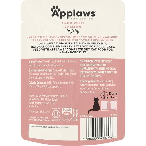 Applaws Cat Pouch Tuna Wholemeat With Salmon In Jelly 70 G Pack Of 16