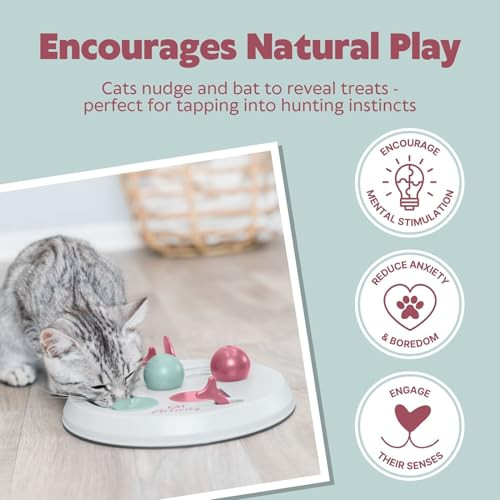 Trixie Cat Activity Flip Board 4Module Treat Puzzle Enrichment Toy For Mental Stimulation and Slow Feeding Interactive Cat Toy For Indoor Cats Berry/Gray 9 X 9 X 25 In