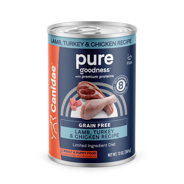 Canidae Pure Goodness Grain Wet Dog Food Balanced Nutrition To Support Whole Body Health For Dogs Rich Protein and Wholesome Ingredients Duck and Turkey Recipe 12 Pack