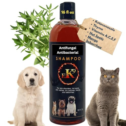 E3 K9 Medicated Dog and Cat Shampoo Antifungal and Itchy Skin Relief With Ketoc and Thymol Hot Spot Mange Seborrhea Treatment Antifungal Dog Shampoo For Yeast