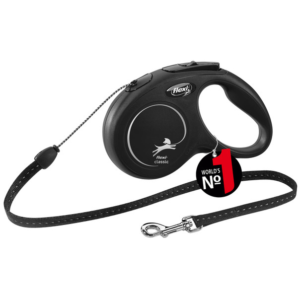 Flexi Classic Cord Black Retractable Dog Leadsmall 12Kg 5M Multicolor